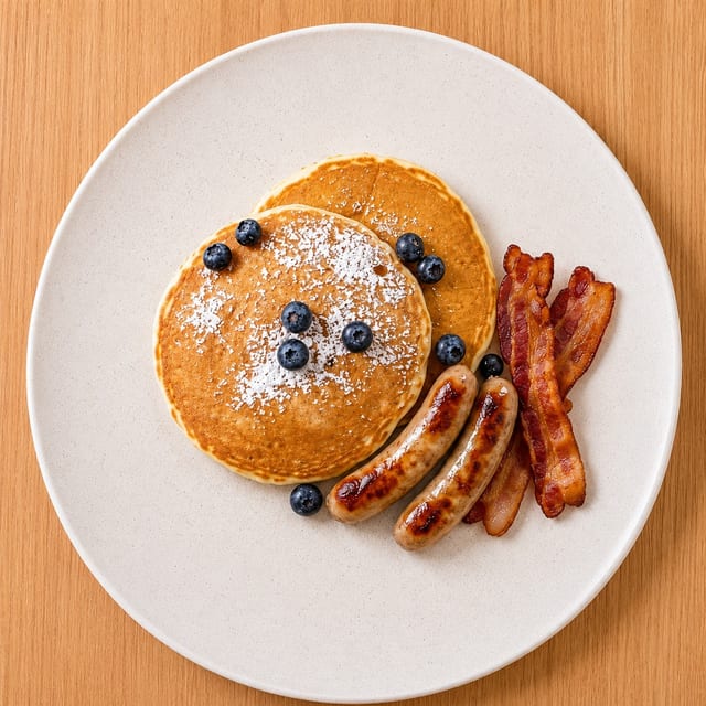 2 Pancakes & Meat.