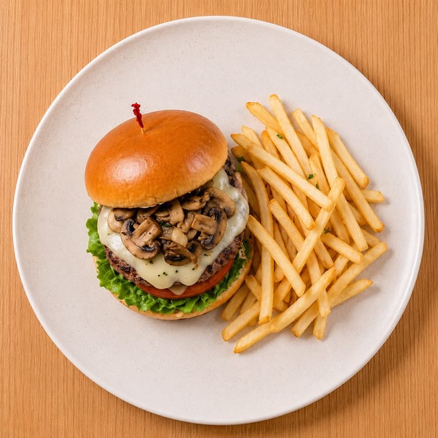 Mushroom Swiss Burger.