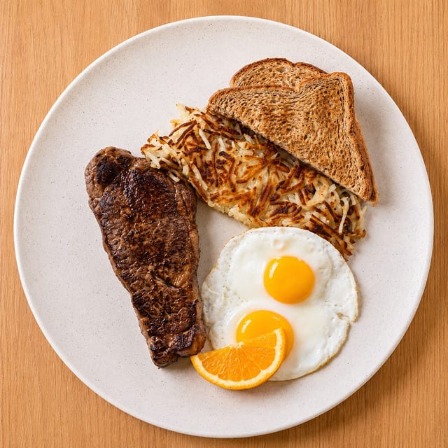 New York Steak & Eggs.